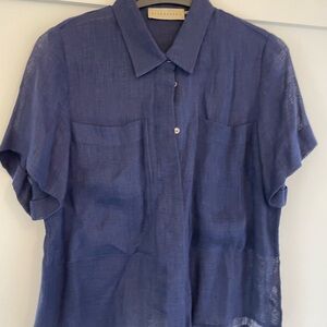 Blue Short Sleeve Button-Up Shirt